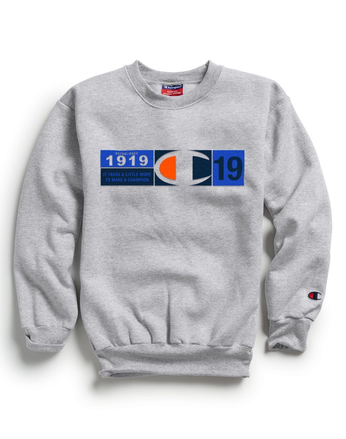 Champion Boys Sweatshirt NZ - Double Dry Knockout C Logo Grey ( 5048-DIKWE )